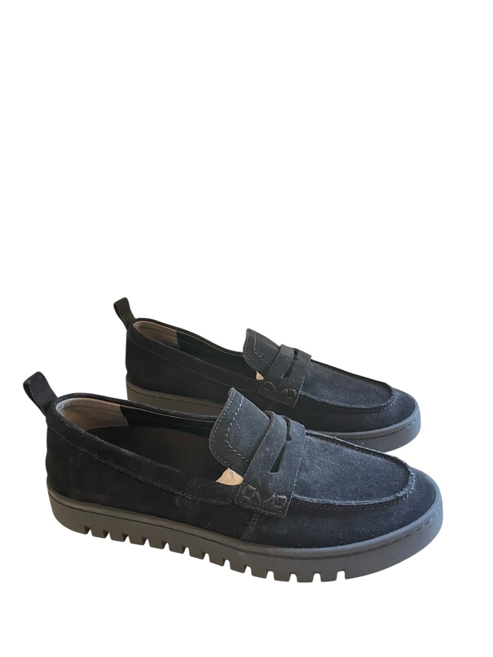 Vionic Uptown Black Suede Penny Loafers Slip-On Shoe Size 7 1/2 Wide NEW
